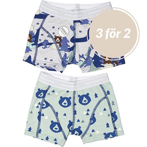 2-pack Kalsonger Bambu, Grå/Grön Skog