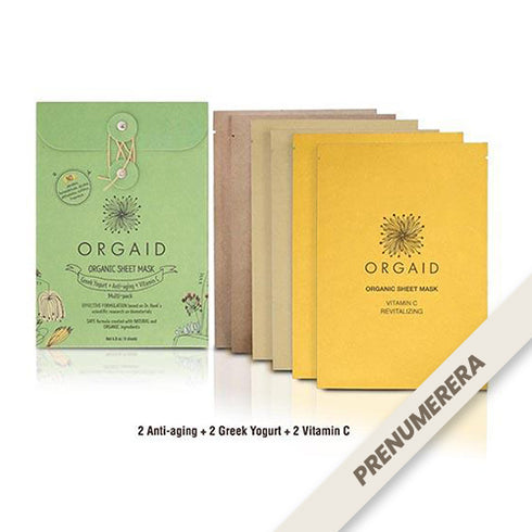 Orgaid - 6 st. Sheet masks / Arkmasker (2 ark av varje sort)