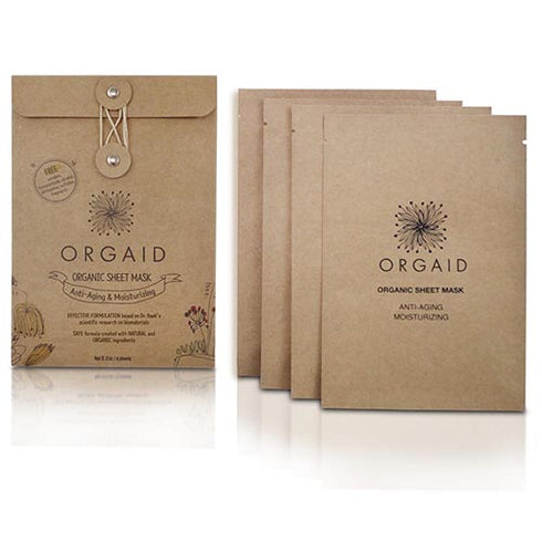 Orgaid - 4 st. Sheet masks / Arkmasker, Anti-age & Återfuktande